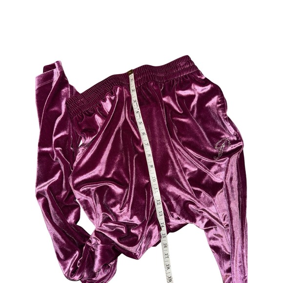 Victoria‎ Secret PINK Velour Shine Logo Full-Zip Crop Hoodie Wide Leg Pants Sz M - Picture 12 of 14